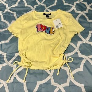 Forever 21 yellow love crop top